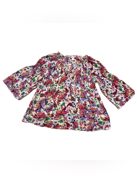 Spense Tops - Spense Multicolor Plisse Paisley Peasant Blouse Top US Women’s Large EUC